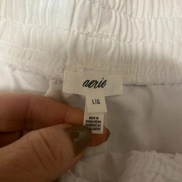Aerie Boardwalk Shorts Womens Large White High Rise Elastic Waist Zip Pockets - Picture 3 of 10